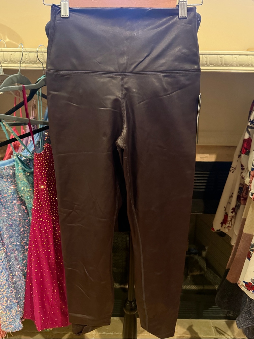90 Degree By Reflex High-Waist Faux Leather Leggings - Dark Brown